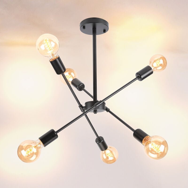 Axhup - Deckenleuchte led 6x E27 Fassung Lampe Vintage Retro Deckenlampe für den Innenbereich Esszimmer Schlafzimmer Sch...