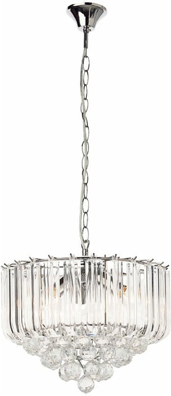 Kristall Hänge Leuchte Chrom Pendel Luster Decken Lampe Wohn Zimmer Beleuchtung klar