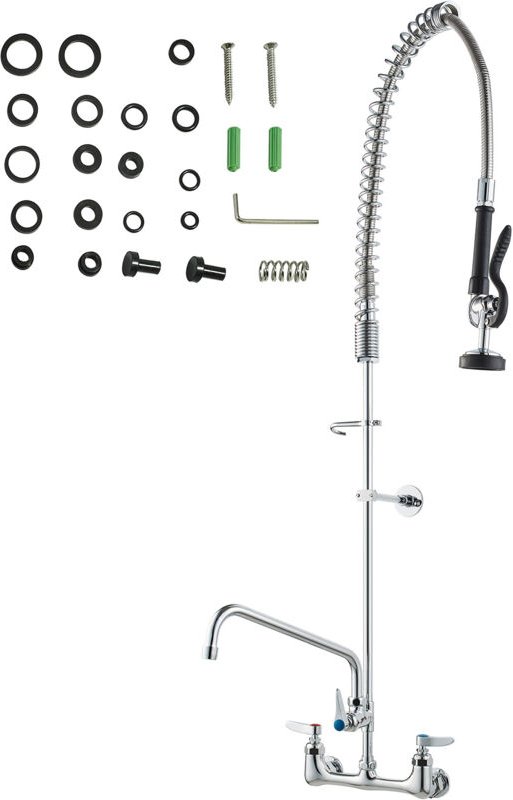 Gewerbe-Wasserhahn mit Vorspülbrause, 119,9 cm Höhe, 20,3 cm Mitte, 30,5 cm Schwenkauslauf, Wandmontage-Küchenspülen-Was...