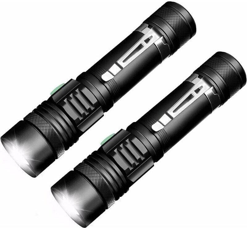 Taschenlampe, wiederaufladbare leistungsstarke LED-Taschenlampe, 600 lm, wasserdicht, zoombar, 4 Modi, einstellbare Inte...