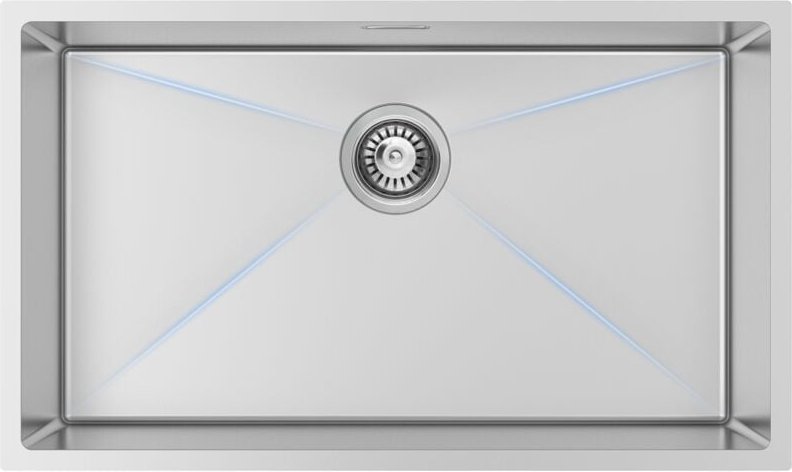 Handgemachte Einbauspüle xxl 74 x 44cm Küchenspüle Edelstahl Einzelbecken Spülbecken Waschbecken, Geeignet für Desktops ...