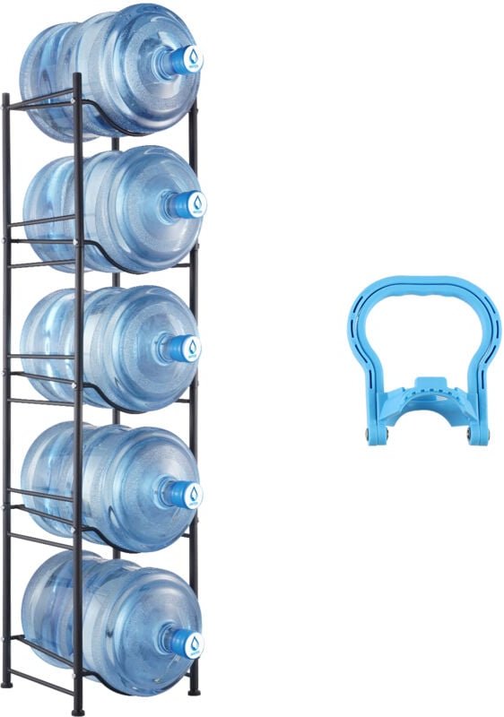 Thumbnail - Wasserkrughalter mit 5 Ebenen, 5-Gallonen-Wasserflaschenhalter, einreihiges Wasserflaschenregal für 5 Flaschen, robustes...