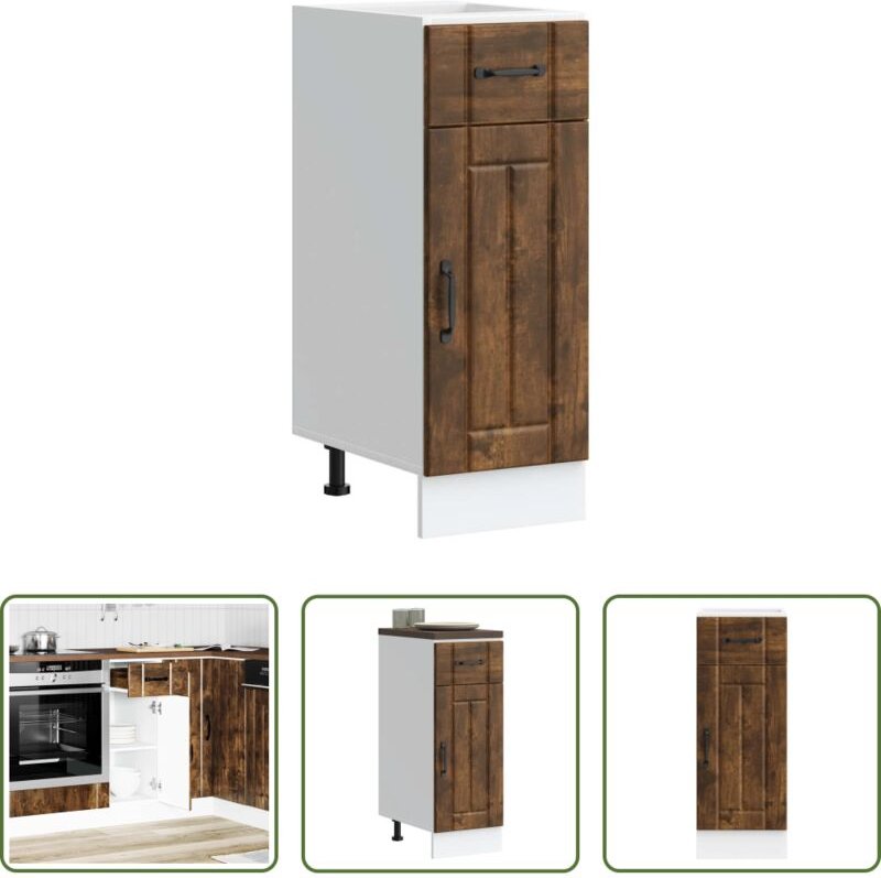 vidaXL Holzwerkstoff - Küchen-Unterschrank Lucca Räuchereiche Holzwerkstoff