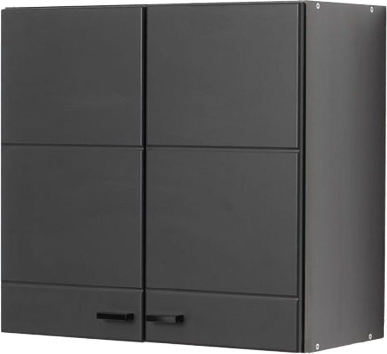 Palmiano Küchenbuffet, Küchenschrank, Einlageboden, 2 Türen, 2 Fächer, 60x30x57 cm, Anthrazit Schwarz