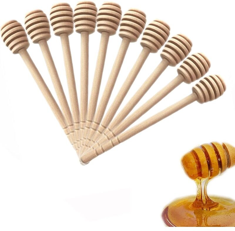 50 Stück tragbare Honiglöffel aus Holz, Honigstab, Honigschöpflöffel (15 cm)