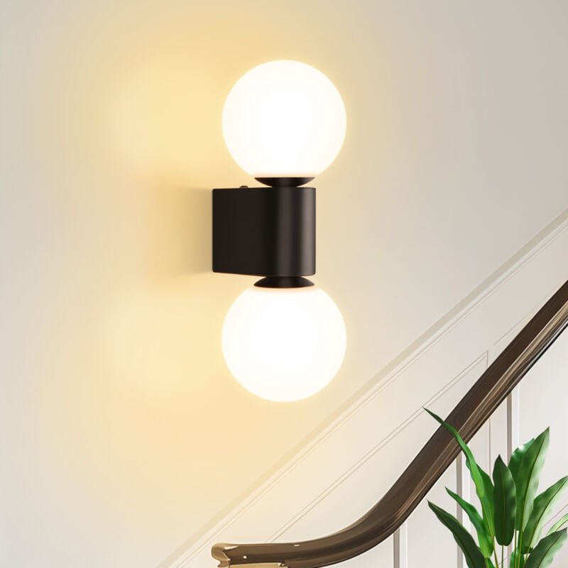 Thumbnail - Wandleuchte modern innen Wandlampe Badezimmer: Wandbeleuchtung Glas in Weiß Schwarz Wandstrahler 2 flammig Max. 25W G9 W...