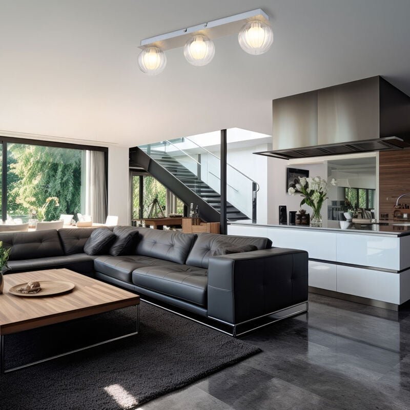 Globo - Deckenleuchte Deckenlampe Wohnzimmerleuchte 3-flammig silber satiniert l 50 cm