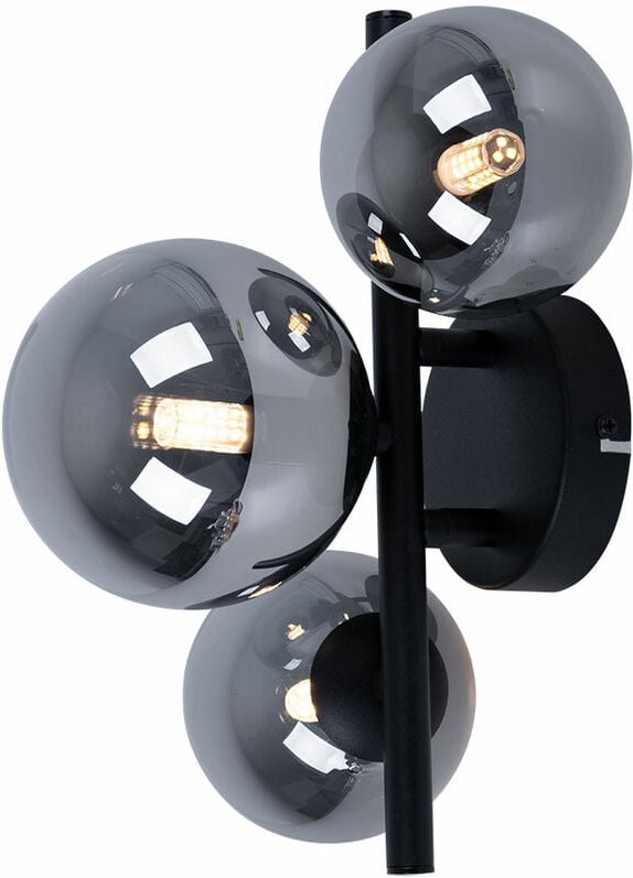 Deckenleuchte mit Glas Strahler Kugel Deckenlampen Glaskugeln Esstisch, led schwarz 3 flammig, 3x 3,5W 3x 350lm 3000K, B...