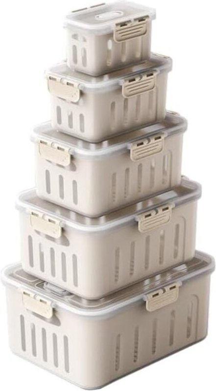 Tragbare, versiegelte Vorratsbehälter für Lebensmittel, Aufbewahrungsbox für drinnen und draußen – Weiß (groß (5er-Pack)...