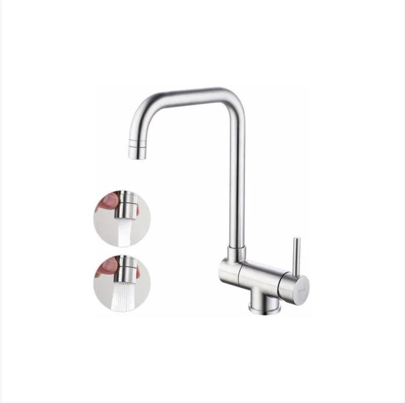 Mezclador de fregadero con caño extraíble giratorio de 360 °, grifo de cocina plegable de acero níquel cepillado para fr...