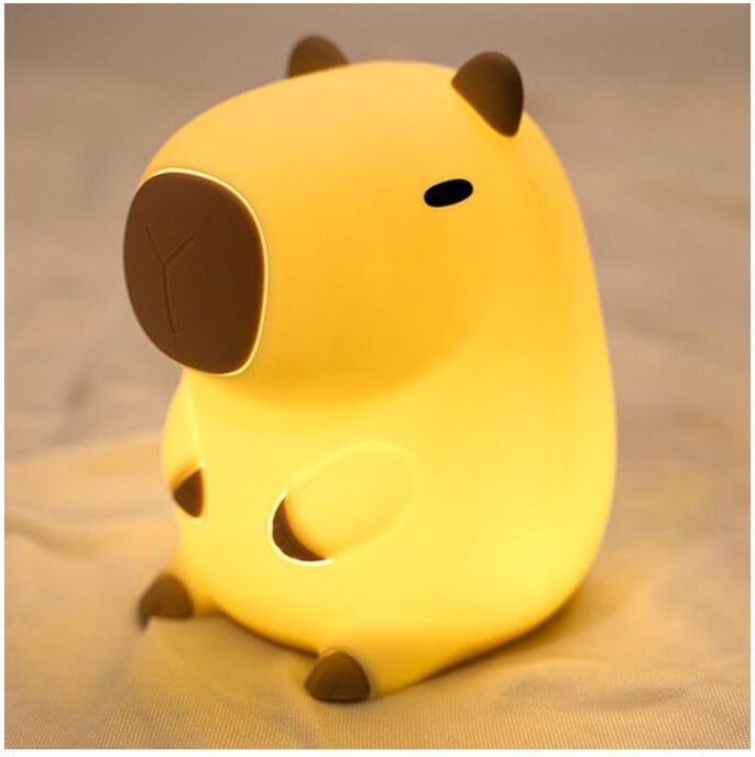 Thumbnail - LED Nachtlicht Kinder,Nachtlicht süße Tiere, Kawaii Capybara Silikon Stilllicht Kinder Nachtlicht Dimmbar Touch Type-C L...