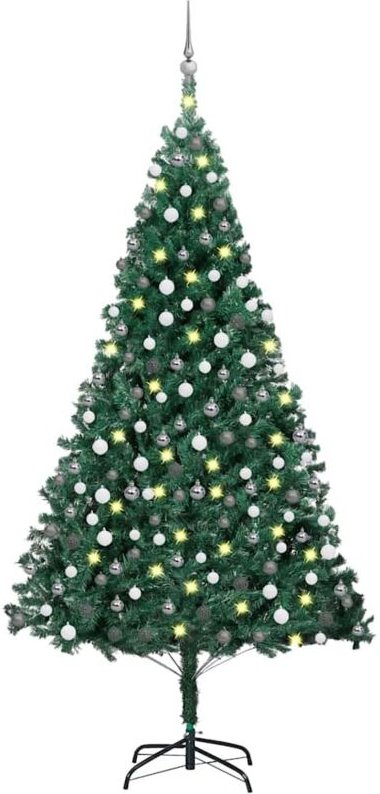 vidaXL Künstlicher Weihnachtsbaum mit Beleuchtung & Kugeln Grün 240 cm