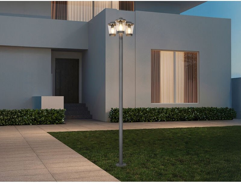 Meinewunschleuchte - led Mastleuchte Außen Kandelaber 3-flammig, Anthrazit, Höhe 220cm