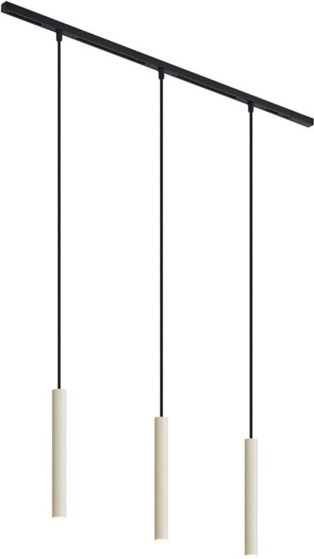 Modernes Schienensystem mit 3 Hängelampen Beige mit Schwarz 1-phasig - Slimline Keno