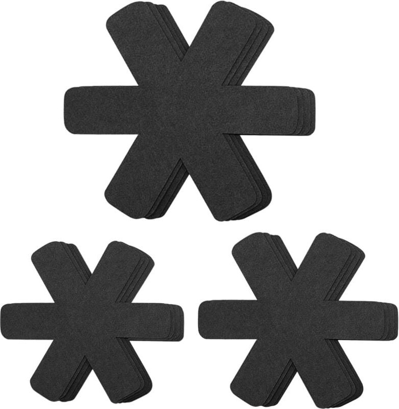 Set mit 12 verstellbaren, rutschfesten Filzgleitern für Pfannen, Töpfe und Schüsseln, zum Schutz vor Kratzern (schwarz)
