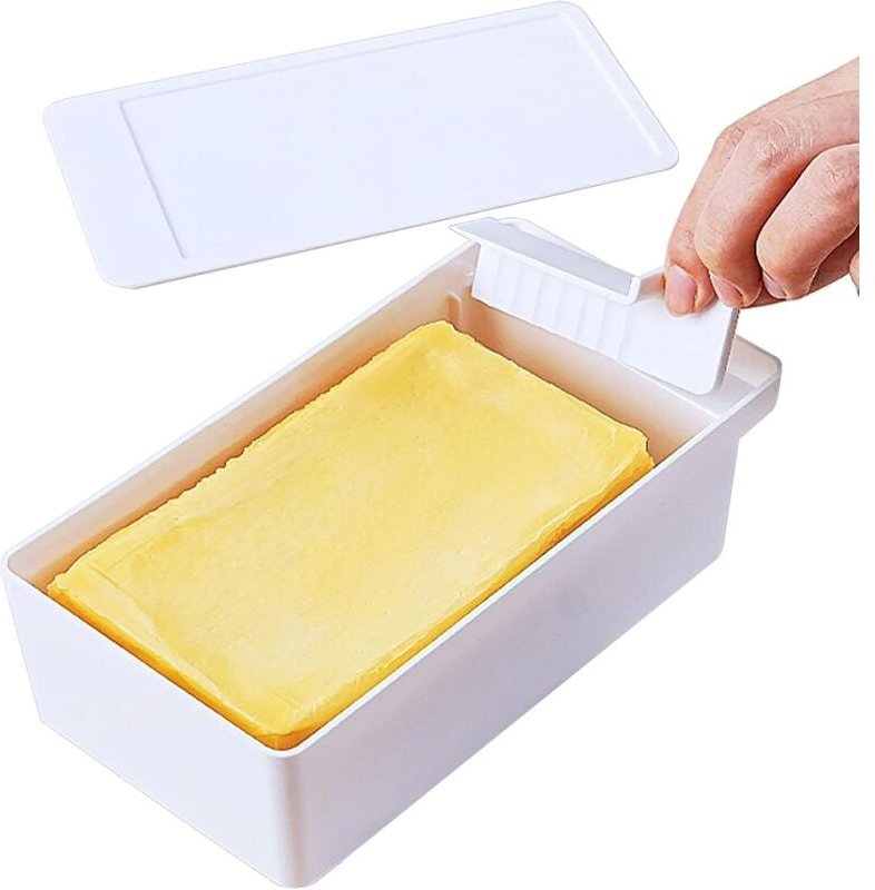 Butterdose mit Deckel, Butterbox mit Schneidebrett, wiederverschließbare Butterdose aus Kunststoff für den Kühlschrank