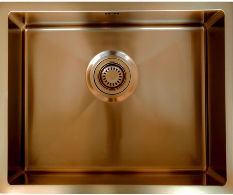 Luisa Spüle 1 großes Becken allein 55x45 aus Edelstahl Kupfer gebürstet - Essebagno