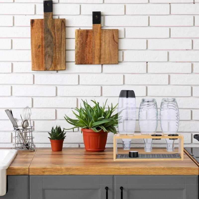 Flaschentrockner aus Bambus für 3 Flaschen