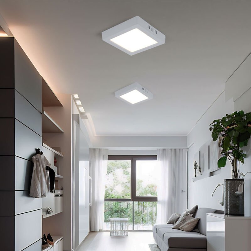 V-tac - led Aufbaupanel Deckenlampe Deckenleuchte Wohnzimmerlampe Flurleuchte, Kunststoff weiß quadratisch, 12W 1200lm 3...