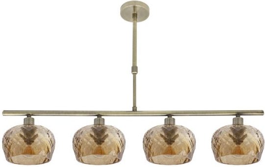 Fabrilamp - Estela Lampe 4xe14 Leder Regx75x13 Cm mit geschliffenem Kristall Lampenschirme Amber