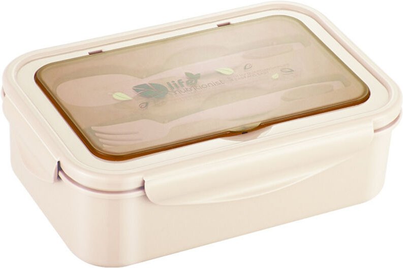 Lunchbox, Bento-Box mit Gabel, 1300 ml, auslaufsicher, umweltfreundlich, luftdicht, ideal für Picknicks, Schule und Arbe...