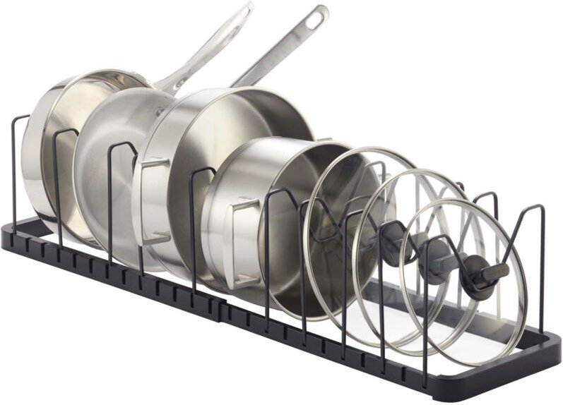 Ausziehbarer Topfhalter, verstellbarer Küchen-Topforganizer, Untertisch-Pfannenhalter, Deckelhalter, 10 Fächer, Bronze