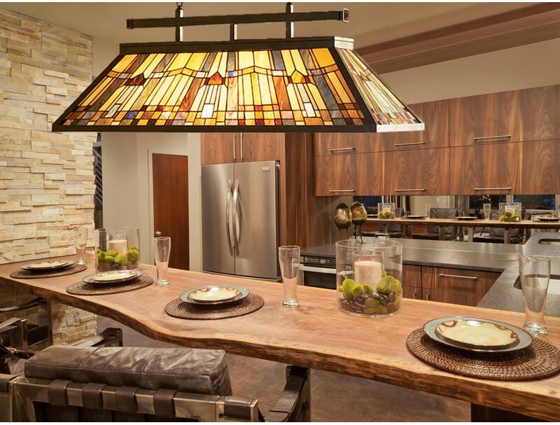 Thumbnail - Led Pendelleuchte im Tiffany Design mit buntem Echtglas, Breite 121cm