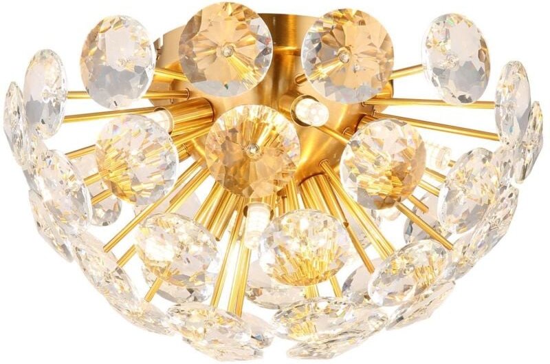Globo Lighting - Deckenleuchte Kristalle klar Kristallleuchte gold Deckenlampe gold, Metall, 10x G9 Fassungen, DxH 39 x ...