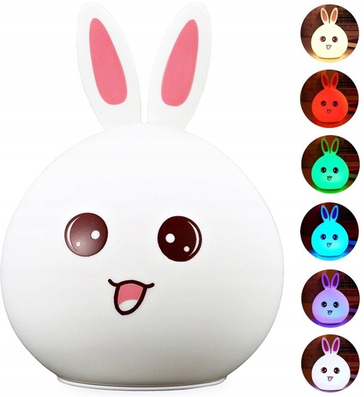 Kinder-Nachtlicht Hase LED Silikon RGB berührungsempfindlich weich mit Batterien