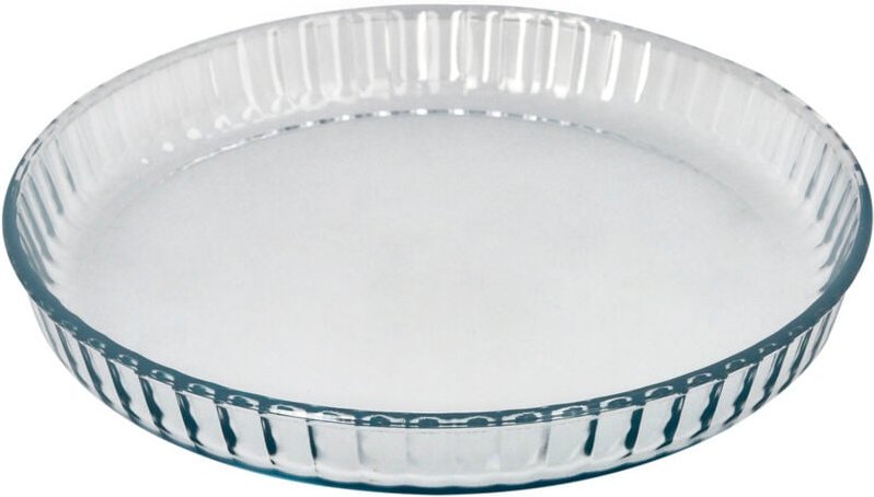 Geschwungene runde Ofenform aus Glas Ø 28 cm.