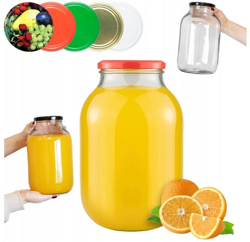 GLAS 3L MARMELADE KONSERVIERUNG LIKÖRE + DECKEL fi100