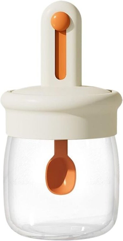 4-teiliger Gewürzbehälter mit Löffel, luftdichtes Glasgefäß, 275 ml, weite Öffnung, Teleskoplöffel im Lieferumfang entha...