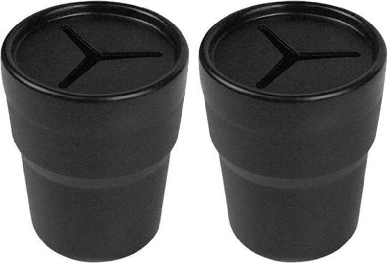 Mini-Auto-Mülleimer mit Deckel, 2 Stück, tragbarer Fahrzeug-Becherabfalleimer für Getränkehalter und Konsole, kleiner Mü...