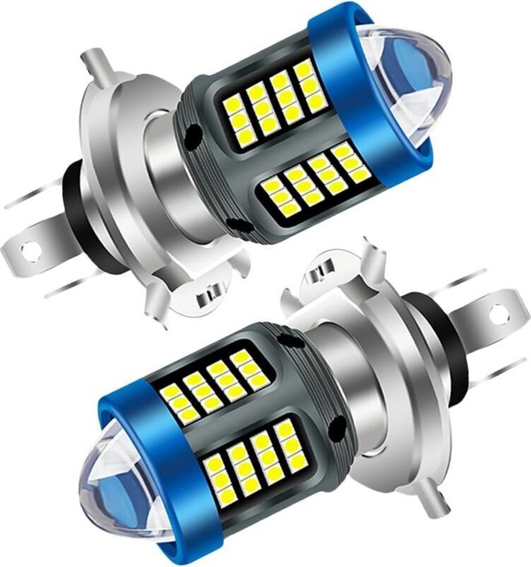 2er-Pack H4 LED-Lampen (1200 lm) mit Linse, ultrahelles Weißlicht (6000 K), 3030-Chip, 360°-Abstrahlwinkel für Abblend- ...