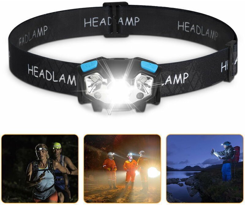 LED-Stirnlampe, 5000 Lumen LED-Arbeitsleuchte, Stirnlampe mit Bewegungssensor, USB-wiederaufladbare, wasserdichte Arbeit...