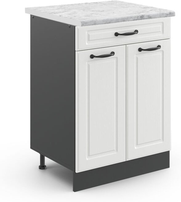 Vicco - Küchenunterschrank R-Line, Weiß Landhaus, 80 cm , ap Marmor