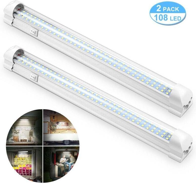 12 v LED-Innenlichtleiste, helle Innenbeleuchtung mit Ein-/Ausschalter, 1200 lm, Lichtleiste für Auto, Van, Camping, lkw...