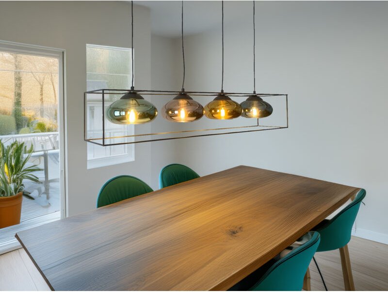 Pendelleuchte lamya 4-flammig mit Glasschirmen Bunt, Breite 100cm