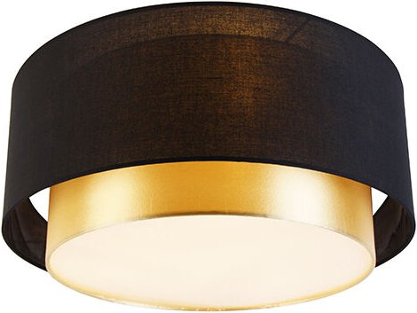 Moderne Deckenleuchte schwarz mit gold 50 cm 3-flammig - Drum Duo