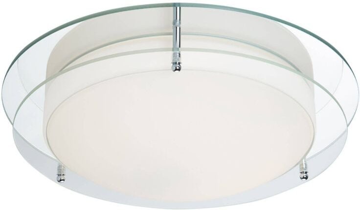 Bathroom Flush - led Badezimmer Flush Deckenleuchte Chrom, Klar und Glas IP44 - Searchlight