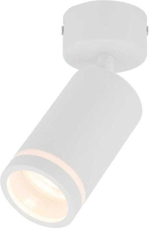 Weiße GU10 Deckenleuchte. Einzelner Aufbaustrahler mit beweglichem Strahler.