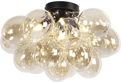 Design Deckenleuchte schwarz mit Braunglas 4 Lampen - Uvas