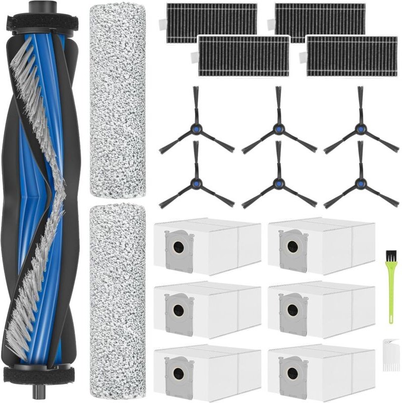 Ersatzteile für den Ecovacs Deebot X8 Pro Omni/X8 Omni Staubsauger: 1 Hauptbürste, 2 Wischwalzen, 6 Staubbeutel, 4 HEPA-...