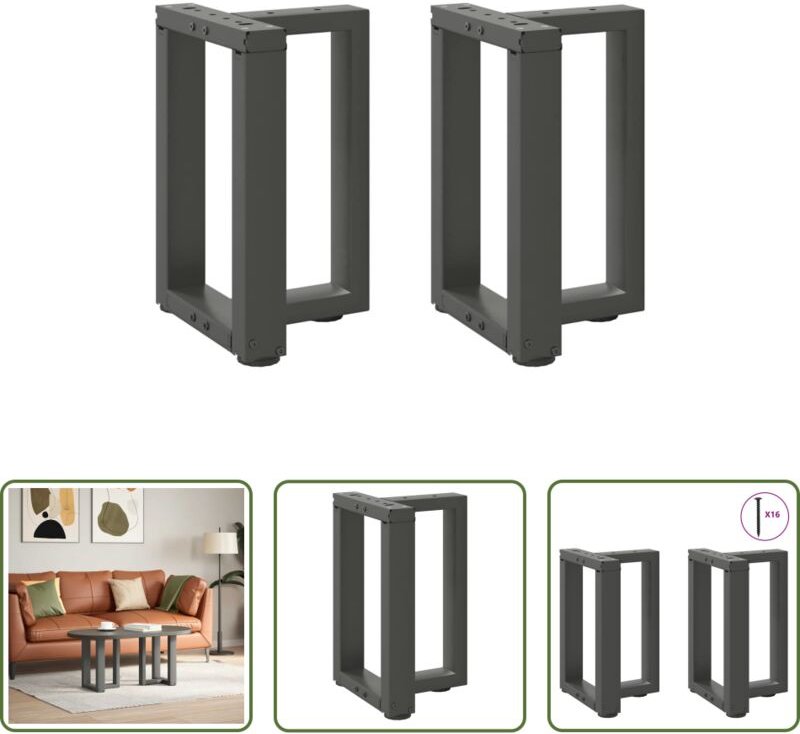 vidaXL T-Form - Couchtischbeine T-Form 2 Stk. Anthrazit 28x25x(42-43) cm Stahl