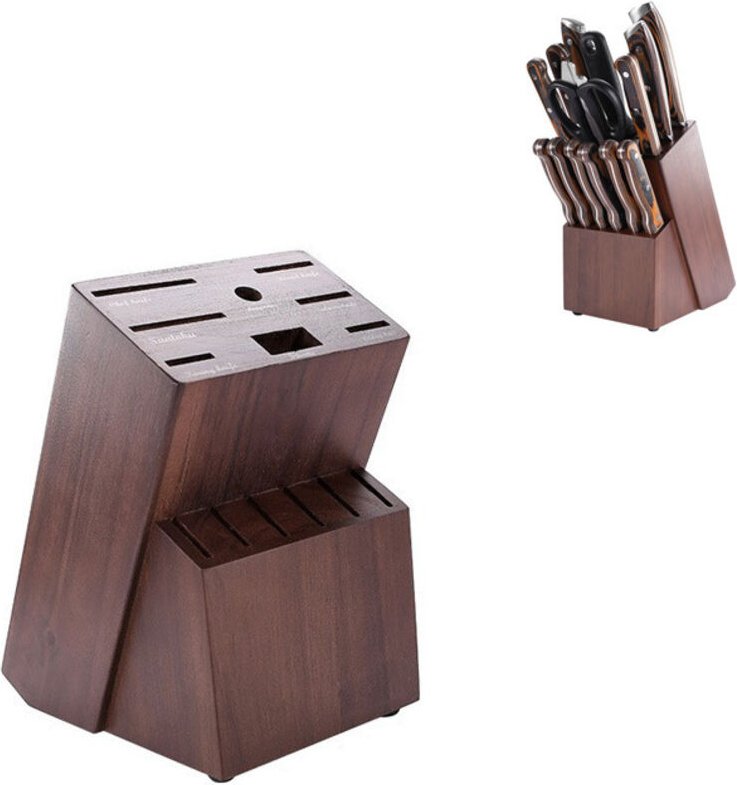 Massivholz Schneidwerkzeuge, Haushalt Küche Messerhalter, Küche Lagerregal, 14 Messerfächer, aufrechtes Design spart Pla...