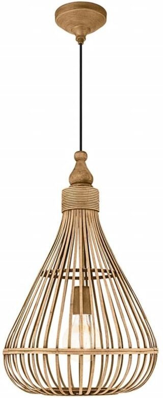 Eglo - Pendelleuchte Amsfield braun Holz ø 35 cm E27, max. 60 w Pendelleuchte