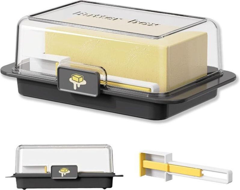 BEBUSINGOTO Butterdose mit Ausstecher, Butterdose mit transparentem Deckel, Butterbox zum Abkühlen, Butteraufbewahrungsb...