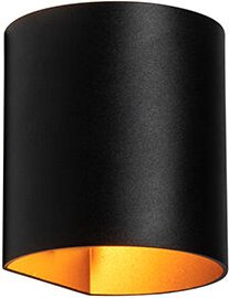 Moderne Wandlampe schwarz mit Messing - Sabbio