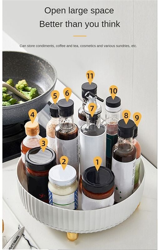 KüChenaufbewahrung, Drehbares Regal, GewüRzregal, GewüRzbox, Drehteller für Den Haushalt, Lagerregal, Orange
