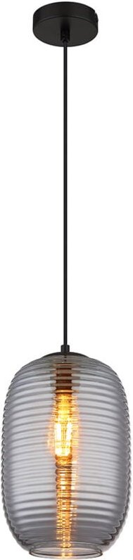 Globo Lighting - Pendelleuchte Hängelampe Esszimmerleuchte Deckenlampe Schwarz Glas Rauchfarbe